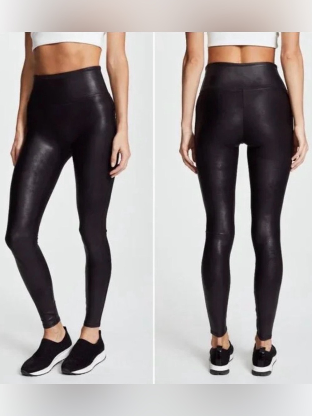 Spanx Faux Leather Leggings Black Shiny Size M